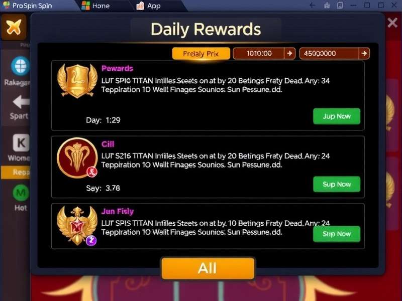 Pro Spin Titan - Beginner's Guide Pro Spin Titan beginner interface showing daily rewards and missions